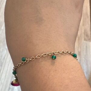 Elegant Gold and Green Beaded Bracelet (gold filled)